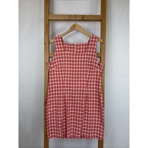 Vintage Made in USA Jody California Pink Plaid Seersucker Sleeveless Dress XL